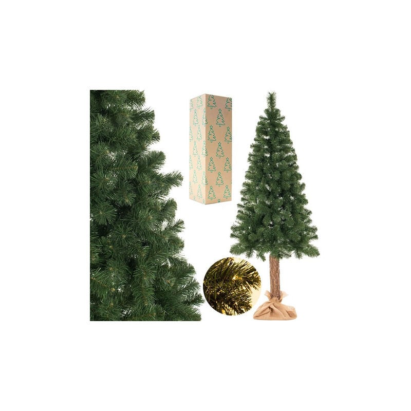 Springos - Arbre de Noël pin artificiel avec tronc naturel 160 cm Fidèle aux détails Premium Qualité Arbre de Noël avec support et tissu de jute