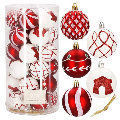 SPRINGOS Bolas de plástico para el árbol de Navidad 30 piezas Juego de bolas de Navidad 6 cm Decoración para fiestas de Navidad Boda