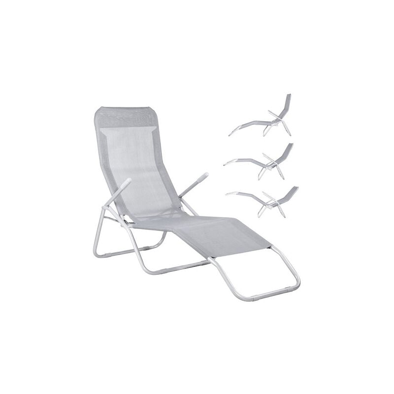 Chaise longue basculante Bain de soleil Relax-position d'équilibre Chaise longue de jardin en métal Fauteuil inclinable d'été - Springos