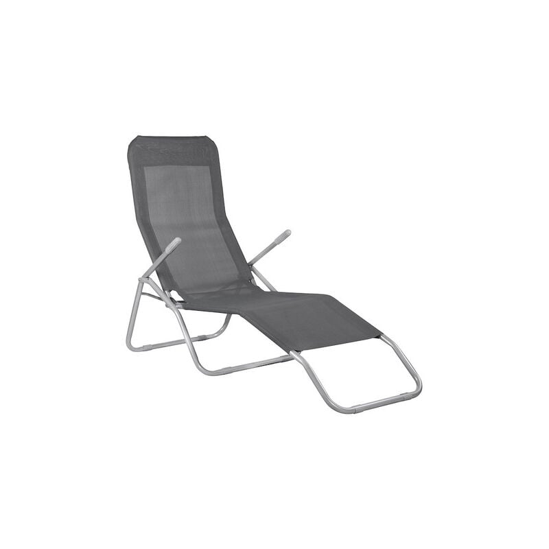 Chaise longue basculante Chaise longue de jardin 3 positions en métal avec accoudoirs et tissu textile Fauteuil inclinable d'été - Springos