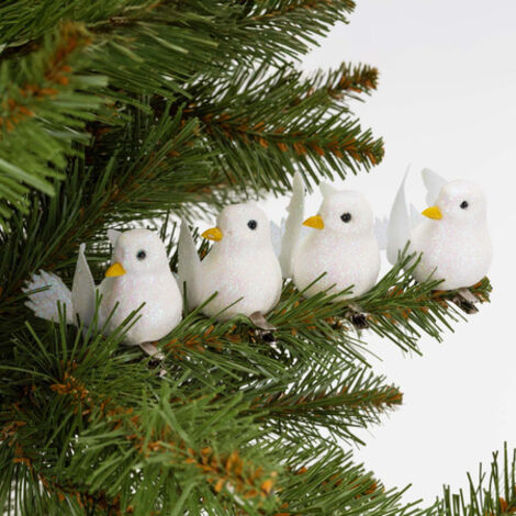 SPRINGOS Weihnachtsbaumschmuck Vögel mit Clips 4 Stk. 4 cm glitzernde Weihnachtsdekoration floristische Dekoration