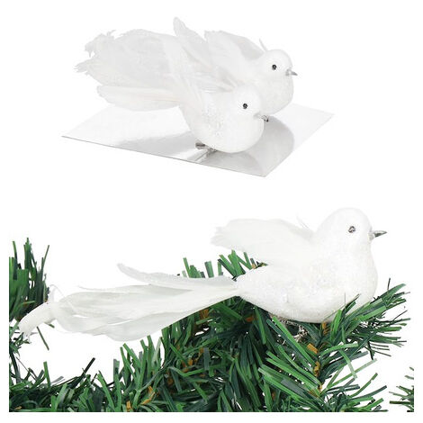 SPRINGOS Weihnachtsdekoration Weihnachtsschmuck Vögel mit Clips 5 cm 2 Stück Glitter Floristisches Zubehör