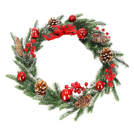 SPRINGOS Weihnachtsgirlande Deko-Girlande 150 cm mit Kunstschnee Schleife Weihnachtkugeln Vogelbeeren Ziergirlande Wandkranz