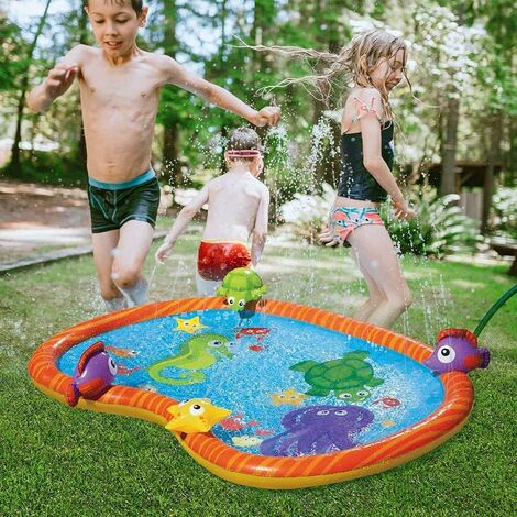 70'' Large Splash Play Mat Outdoor Water Toys Mermaid Design Children’s Sprinkler Pool Kiddie Baby Pool Infant Wading Swimming Pool Outdoor Toys for Girls Boys Splash Pad Sprinkler for Kids Toddlers 