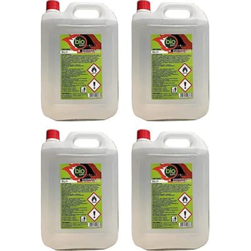 4 pie'ces - 20 litres - Bioe'thanol combustible poeles Bio Sprint 5 litres 99,9 % inodore sans fume'e naturelle sans soufre