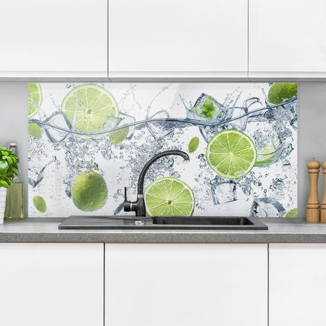 MICASIA Spritzschutz Glas - Erfrischende Limette - Quer 1:2 Größe HxB: 40cm x 80cm