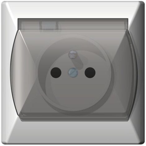 Spritzwassergeschützte Steckdose mit Erdung IP-44, transparenter Deckel, ACCENT WHITE