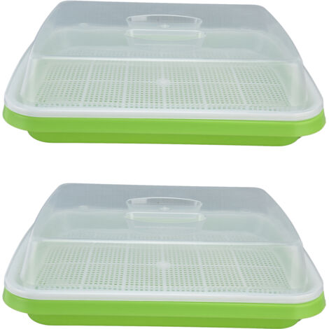 Sprouting Tray Transparent Lid Dense Small Holes Fine Workmanship Plastic Material Seed Sprouter