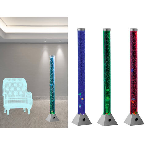 Sprudelnde Farbwechsel LED Lichtsäule MOTION Wassersäule & Deko Fischen 130cm