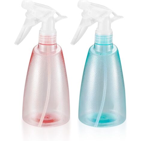 Sprühflaschen, 2er-Pack, 500 ml, Kunststoff-Mister-Sprühflaschen für die Hausreinigung, Garten, Friseur, Pflanzen, Blumen, Rosa/Grün