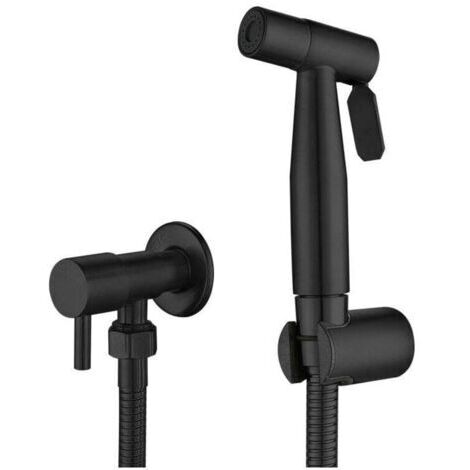 Spruzzatore bidet portatile nero, rubinetto per WC, acciaio inossidabile, bagno freddo, getto d'acqua