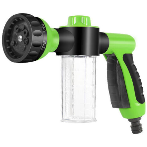 Spruzzatore di schiuma KZQ per tubo da giardino, 8 tipi di ugelli, spruzzatore per irrigazione ad alta pressione, distributore di sapone con contenitore per il sapone per lavare auto e animali domesti