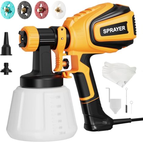 Spruzzatore di vernice, Pistola a spruzzo HVLP da 700 W con giunti di pulizia e soffiaggio, 4 ugelli e 3 modelli, facile da pulire, per mobili, armadi, recinzioni, muri, porte, sedie da giardino ecc.