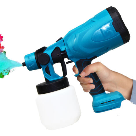 Spruzzatore di vernice senza fili HVLP Pistola a spruzzo elettrica da 550 W Pistola per verniciatura a mano per recinzione, (senza batteria), compatibile con la batteria Makita