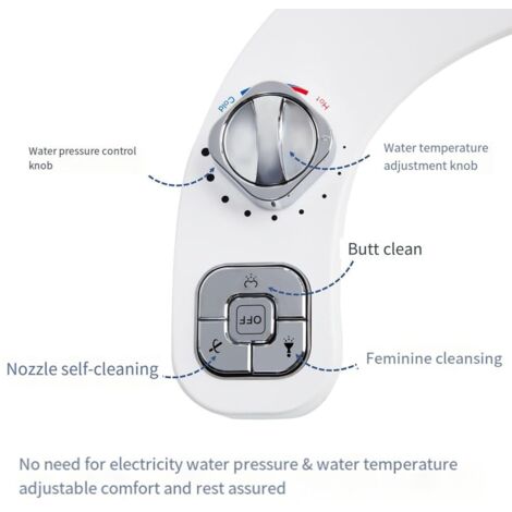 Spruzzatore per bidet da fissare al WC, non elettrico, autopulente, doppio ugello retrattile, pressione regolabile