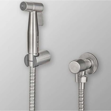 Spruzzatore per bidet in acciaio inossidabile, kit di irrigazione per bidet, rubinetto per WC, spruzzatore in argento
