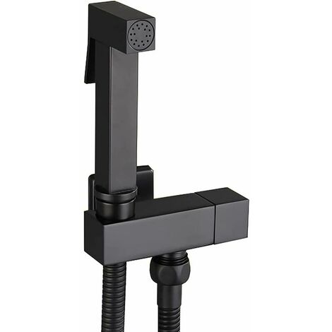 Spruzzatore per bidet, kit spruzzatore per WC in ottone nero Spruzzatore per bidet tenuto in mano a parete Spruzzatore per WC per bidet per l'igiene personale, pulizia del WC