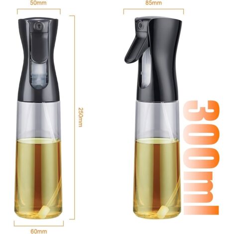 Spruzzatore per olio da 300 ml - Spray continuo fine, facile controllo delle porzioni, per friggitrici ad aria, friggitrici, insalate e prodotti da forno, nero, GE2002B-300