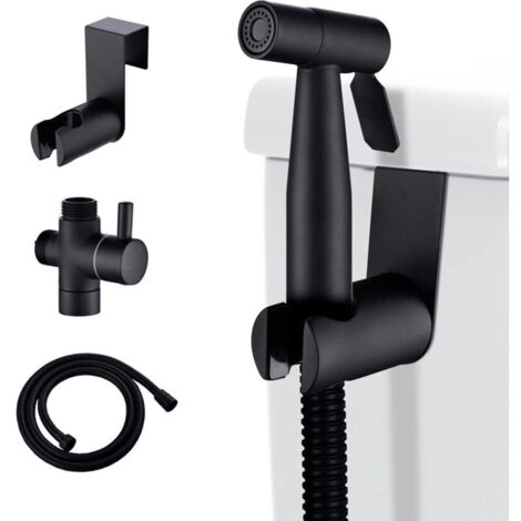 Spruzzatore per WC in acciaio inossidabile, doccetta per lavaggio intimo regolabile nella pressione, portatile e discreto, colore nero