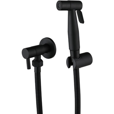 Spruzzatore per WC in acciaio inossidabile, set spruzzatore per bidet, rubinetto spruzzatore, spruzzatore per WC (nero)