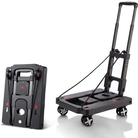 CENTIFREE SPTS Diable Pliant, Chariot à Main, 2 Cordes Elastiques, Maison, Jardin, Entrepôt et Ferme