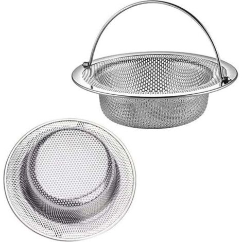 Spülbecken-Sieb, 2-teiliges Spülbecken-Sieb mit Edelstahlgriff, Spülbecken-Siebgitter, Spülbecken-Stöpsel, für Küchen-/Badezimmerspülen, Anti-Verstopfungsfilter (11 cm Durchmesser)