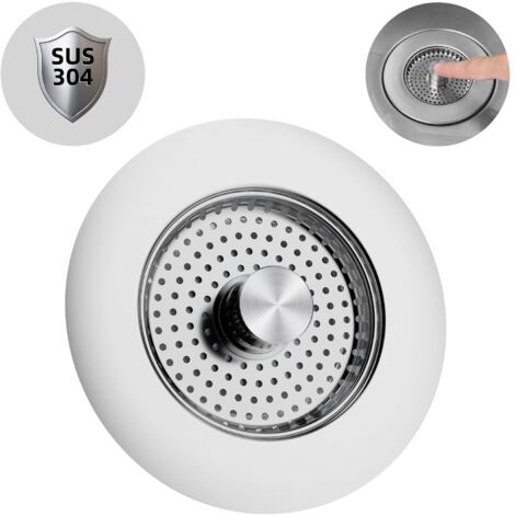 Spülbecken-Stopfen, Kombi-Set mit Sieb, Edelstahl, Verstopfungsschutz, Geruchsverhinderung, für Beckentiefe 22mm