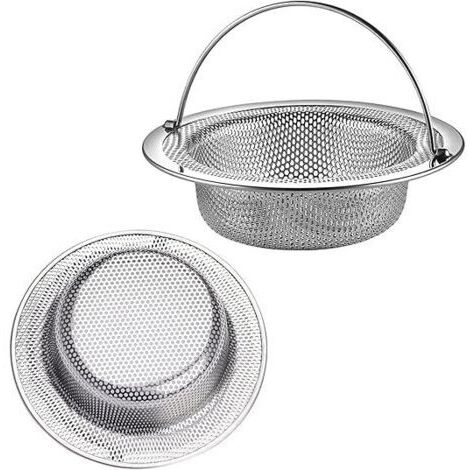 Spülbeckenfilter Küche, 2 Stück Spülbecken Sieb mit Edelstahlgriff, Spülbeckensieb Küche, Spülbeckenstöpsel Küche, für Küchen-/Badezimmer Spülbecken Verstopfungsschutz (11 cm Durchmesser)