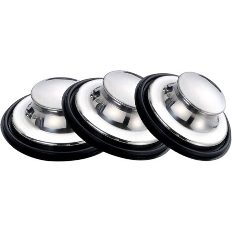 Spülbeckenstopfen, Spülbeckenstopfen aus Edelstahl, großer breiter Rand, 3,35 Zoll (85 mm) Durchmesser (3er-Pack)