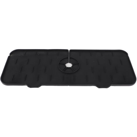 [Spülbeckenzubehör] - [Silikon-Spülbeckenschutz] [37,3 x 14,5 cm] [Schwarz] - Saugfähige und waschbare Matte für Wasserhahn, Küchen- und Badezimmerspüle, Wasserauffangwanne mit Abfluss