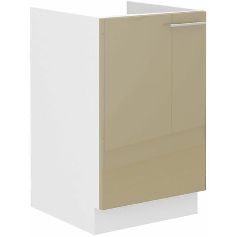 Spülenschrank 50 Lara Cappuccino Hochglanz + Weiß matt Küchenzeile Küchenblock