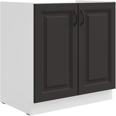 Spülenschrank 80 cm Stilo Grau + Weiss Küchenzeile Küchenblock Küche Einbauküche
