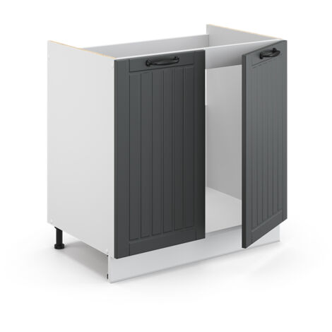 Spülenunterschrank Fame-Line, Anthrazit Landhaus, 80 cm , AP Eiche, Vicco