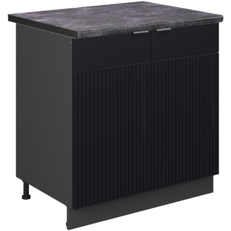 Spülenunterschrank Fame-Line, Schwarz gestreift, 80 cm , AP Anthrazit, Vicco