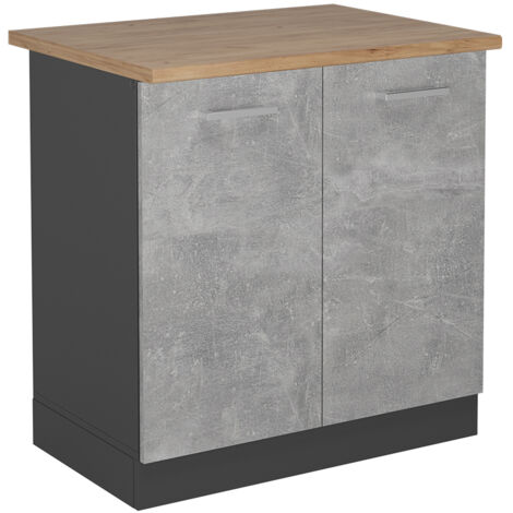Spülenunterschrank R-Line, Beton, 80 cm , AP Eiche, Vicco