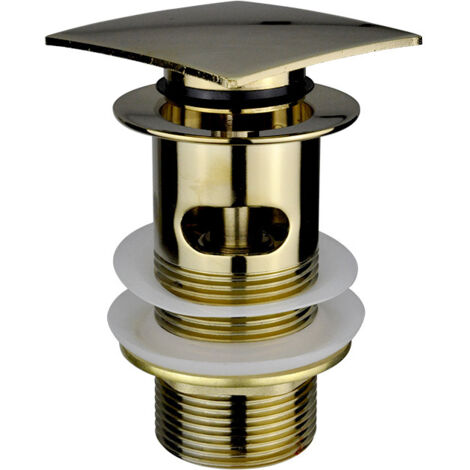[Spülknopf] Badezimmeraccessoire mit Überlauf – Chromgold