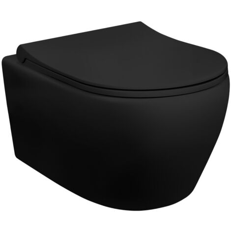 Spülrandloses Hänge WC Matt Schwarz Black WC Toilette Softclose Deckel NEU