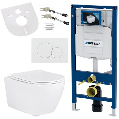 Spülrandloses Hänge-WC mit Softclose WC-Sitz passend für Geberit Vorwandelement