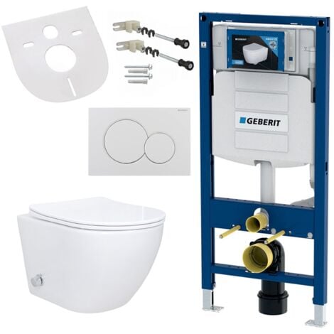 Spülrandloses Wand Hänge WC Set Taharet Toilette Randlos kompatibel mit Geberit Vorwandelement