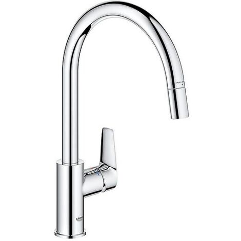 Spültischmischer Grohe Bauedge mit herausziehbarem Auslauf Schwenkauslauf, Ausladung 215 mm, chrom - 30536000