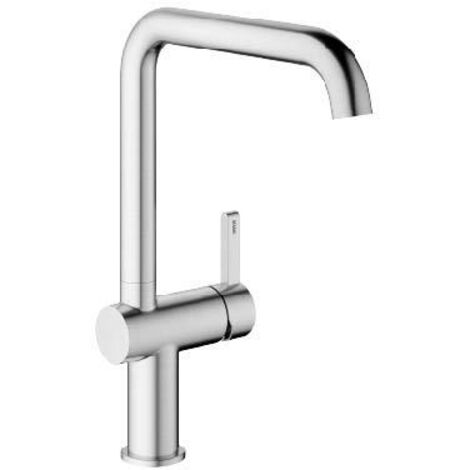 Spültischmischer KWC Bevo E Schwenkauslauf, Ausladung 220 mm seitliche Betätigung, Edelstahl gebürstet - 10.531.012.700FL