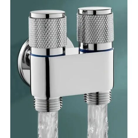 Spülventil, Eckventil mit einem Ein- und zwei Ausgängen, Doppelarmatur, rutschfestes Handrad, WC-Zubehör