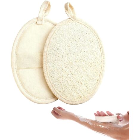 Spugna scrub corpo in luffa naturale, set da doccia lavabile in 3 pezzi con fiori in fibra vegetale, guanto scrub riutilizzabile per spa e bagno, beige