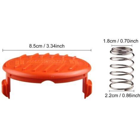 Spulenkappen + 4 Federn, Ersatzteile, Zubehör, compatible avec BLACK+DECKER RC-100-P Rasentrimmer