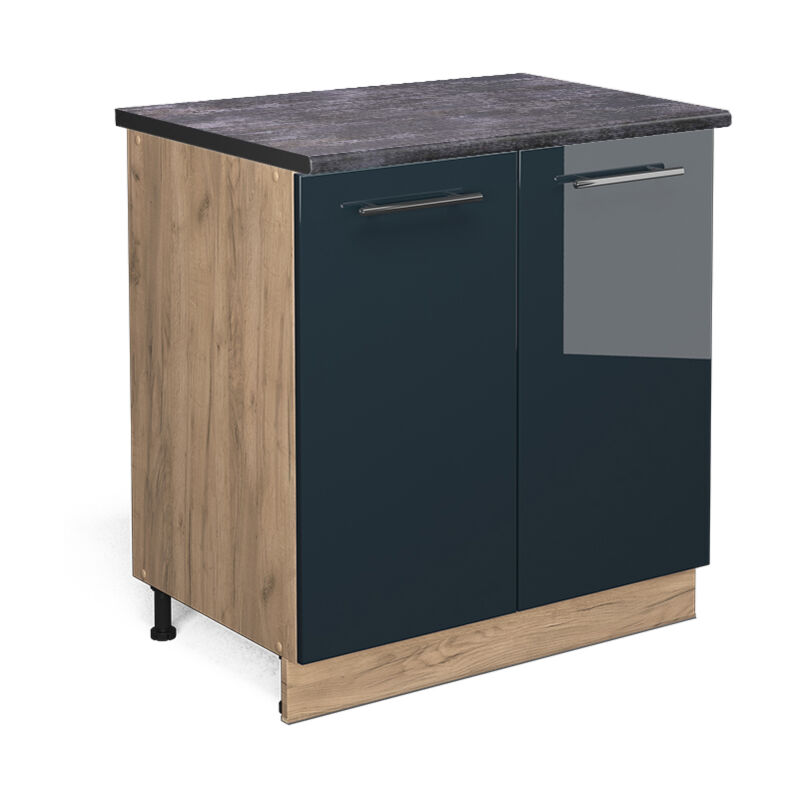 Vicco - Unterschrank Fame-line, Dunkelblau Hochglanz, 80 Cm Mit Regal, Ap Anthrazit