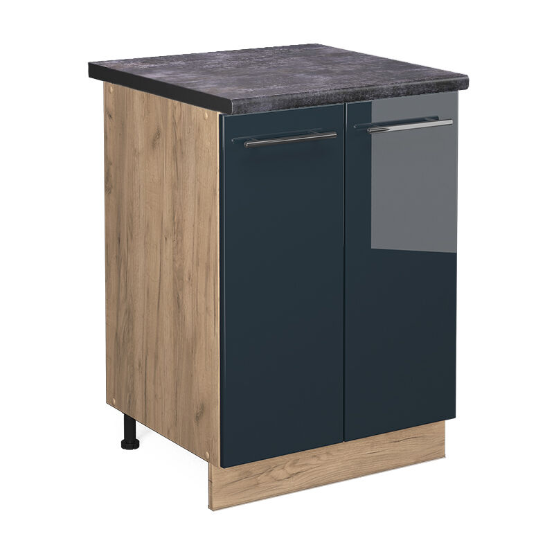 Vicco - Unterschrank Fame-line, Dunkelblau Hochglanz, 60 Cm , Ap Anthrazit