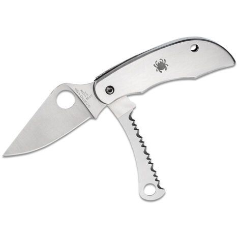Spyderco STE-C176P&S Navaja multiusos ClipiTool con hojas lisas y dentadas de acero 8Cr13MoV y 5,1 cm y mangos de acero inoxidable