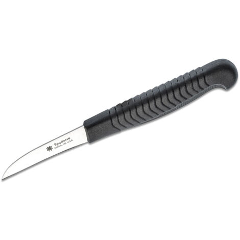 Spyderco STE-K09PBK Couteau de cuisine éplucheur à lame lisse en acier MBS-26 de 5.1 cm de long avec manche en polypropylène noir