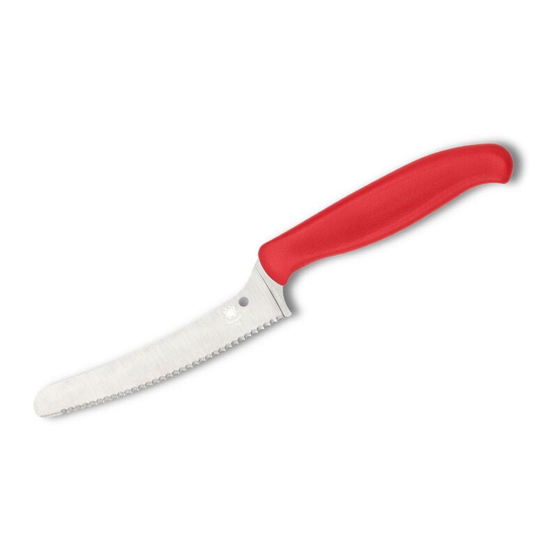 STE-K13SRD Couteau de cuisine multi-usages Z-Cut Roma Point Serrated Blade Serrated Steel cts BD1N 10.9 cm de long avec manche en polypropylène rouge