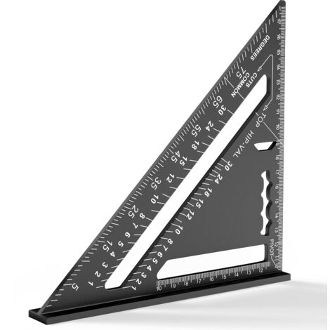 Squadra da carpentiere da 180 mm, righello in alluminio, squadre da carpentiere triangolari da 45 a 90 gradi ispessite, strumento di misurazione ad alta precisione, per carpentiere, lattoniere, ingegn
